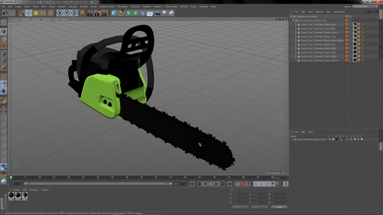 3D Gas Chainsaw Green Case model