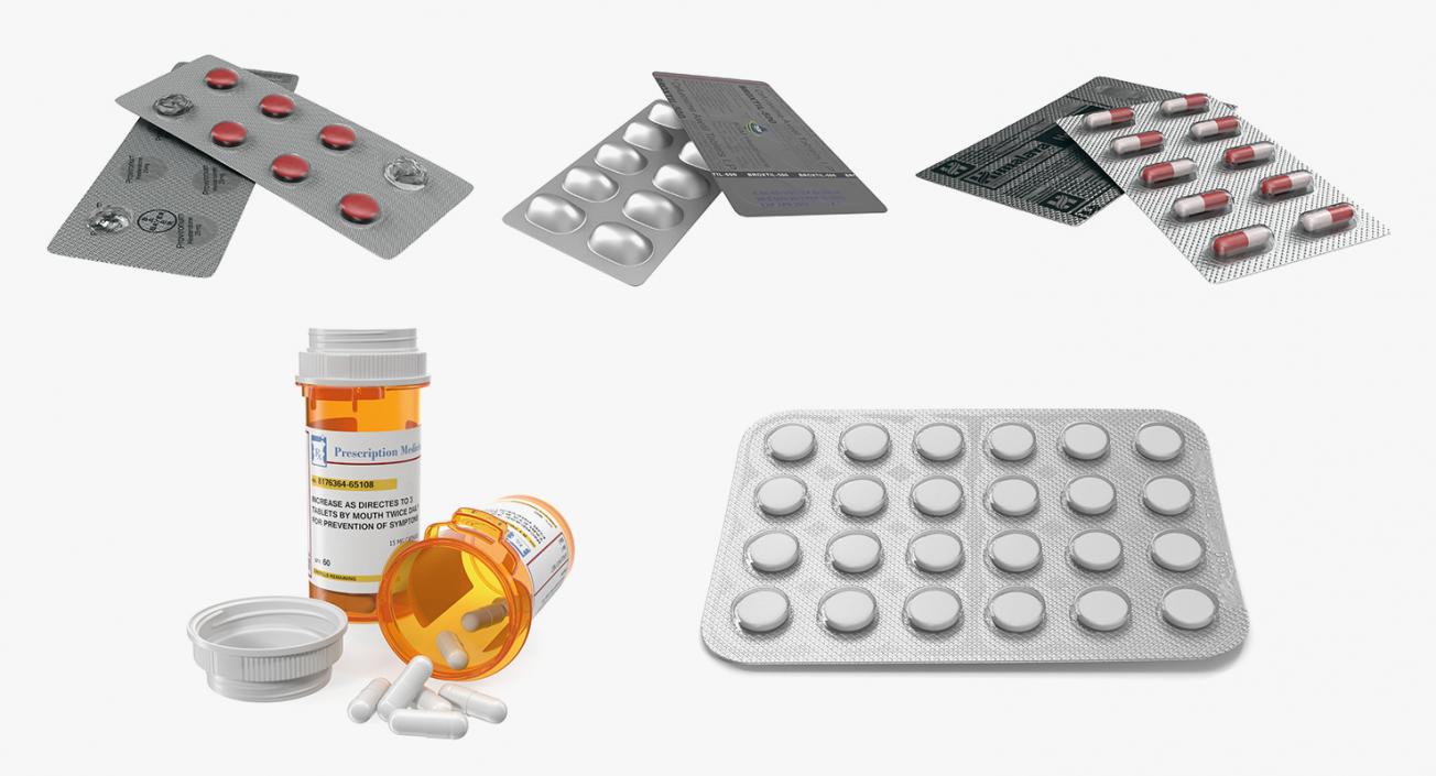 Pills Packs Collection 3D