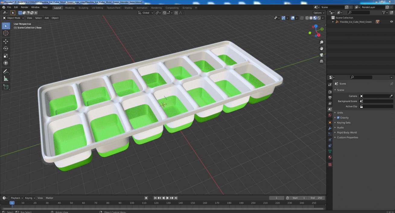 3D Flexible Ice Cube Mold Green model