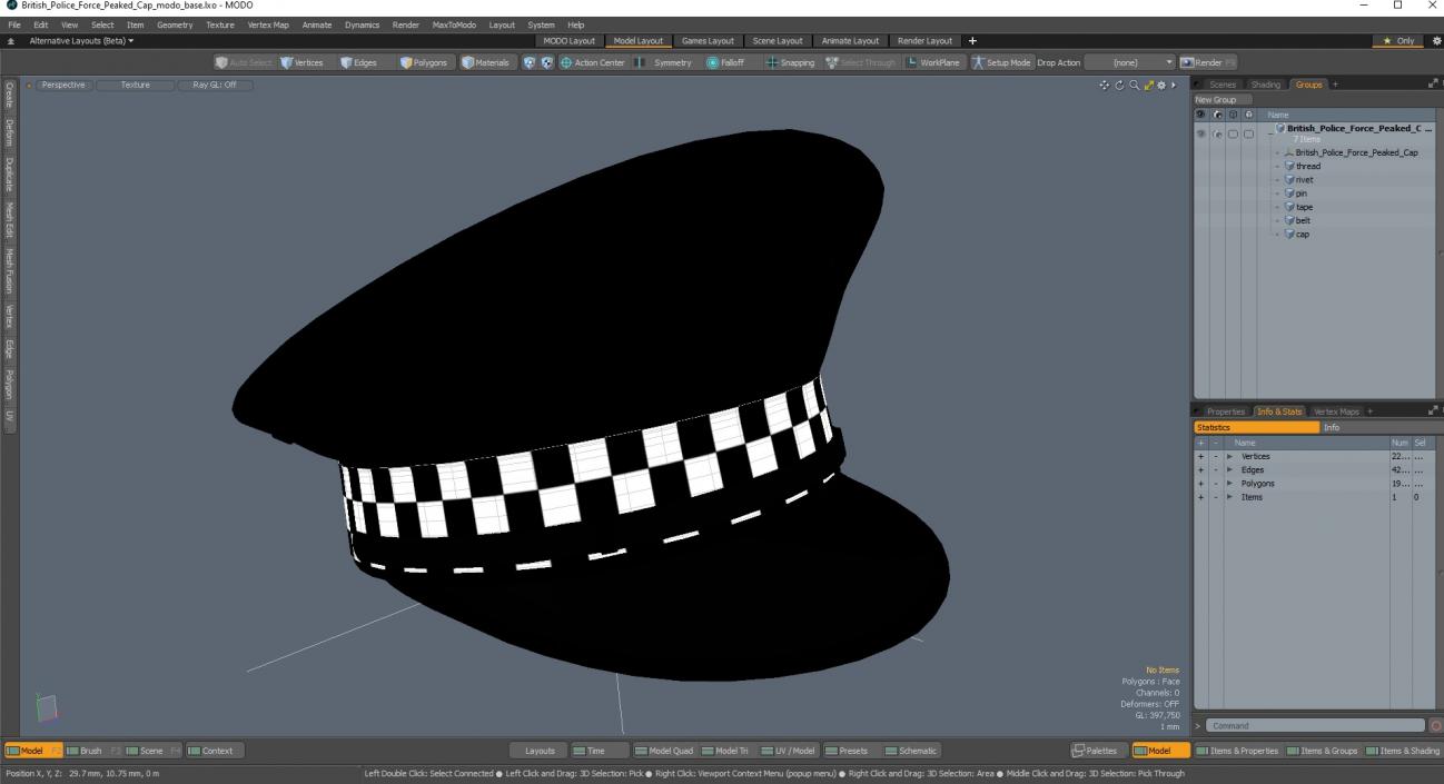 3D British Police Force Peaked Cap