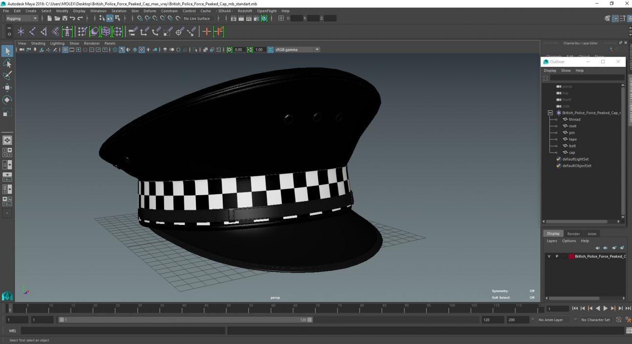 3D British Police Force Peaked Cap