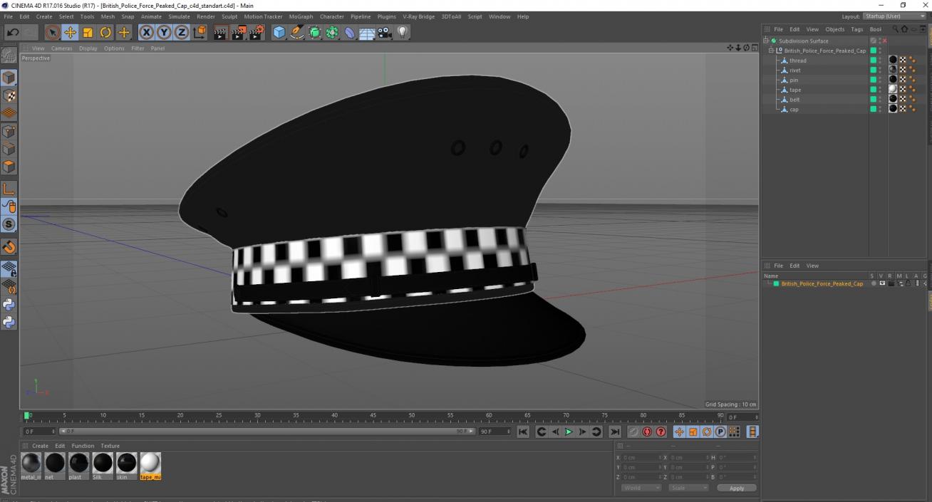 3D British Police Force Peaked Cap