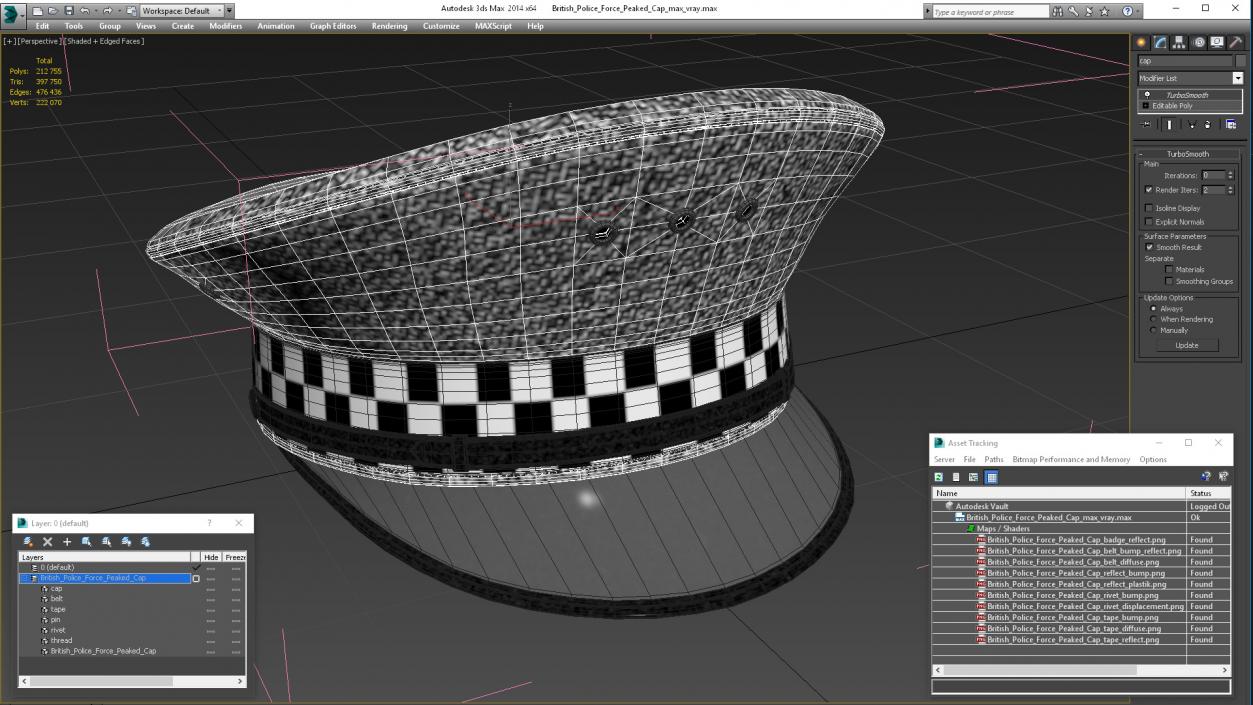 3D British Police Force Peaked Cap