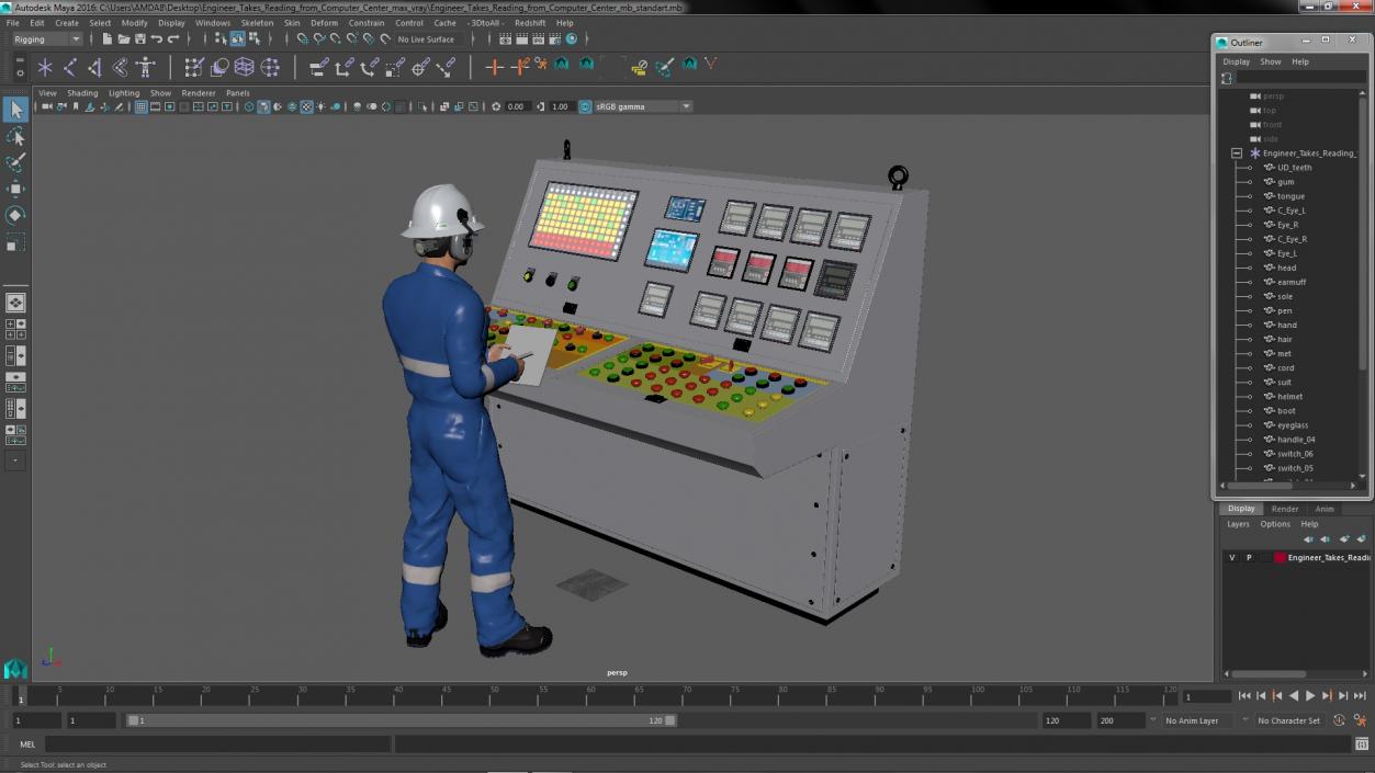 3D Engineer Takes Reading from Computer Center model