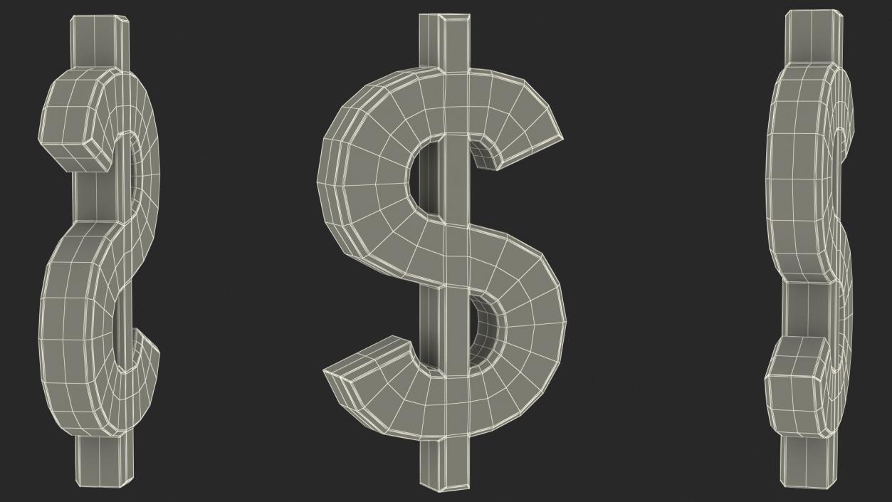 US Dollar Currency Symbol Silver 3D