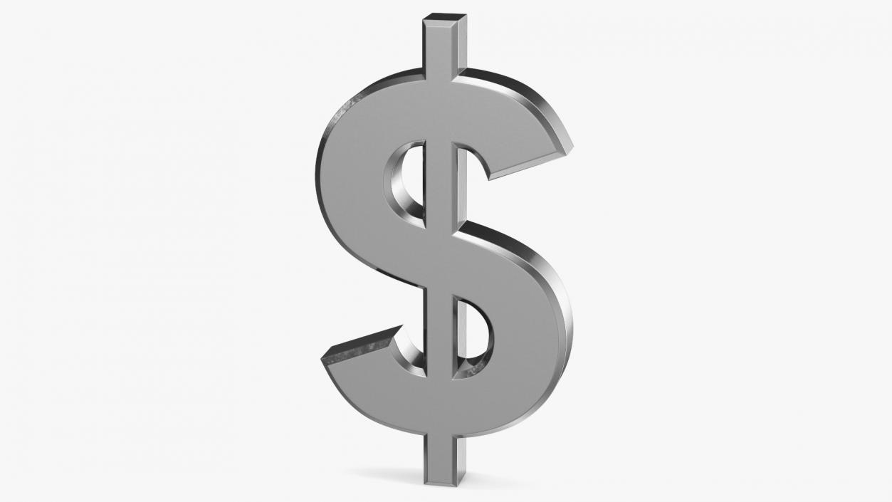 US Dollar Currency Symbol Silver 3D