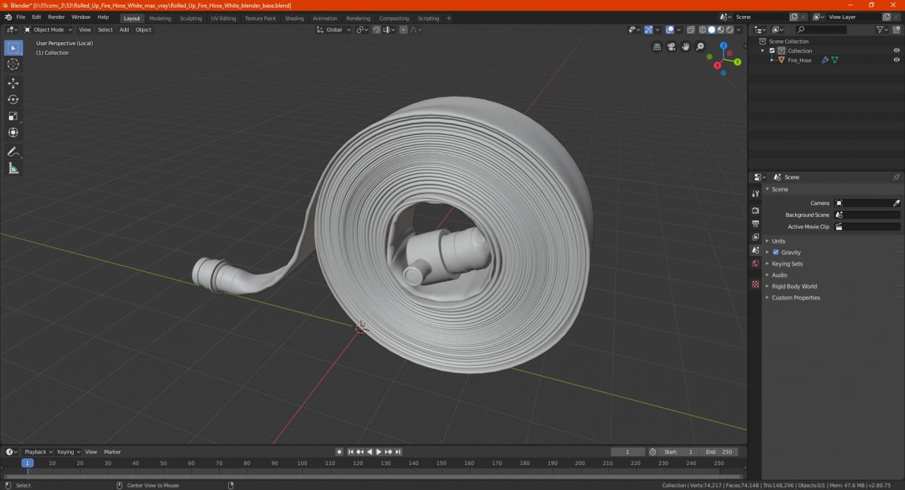 3D model Rolled Up Fire Hose White