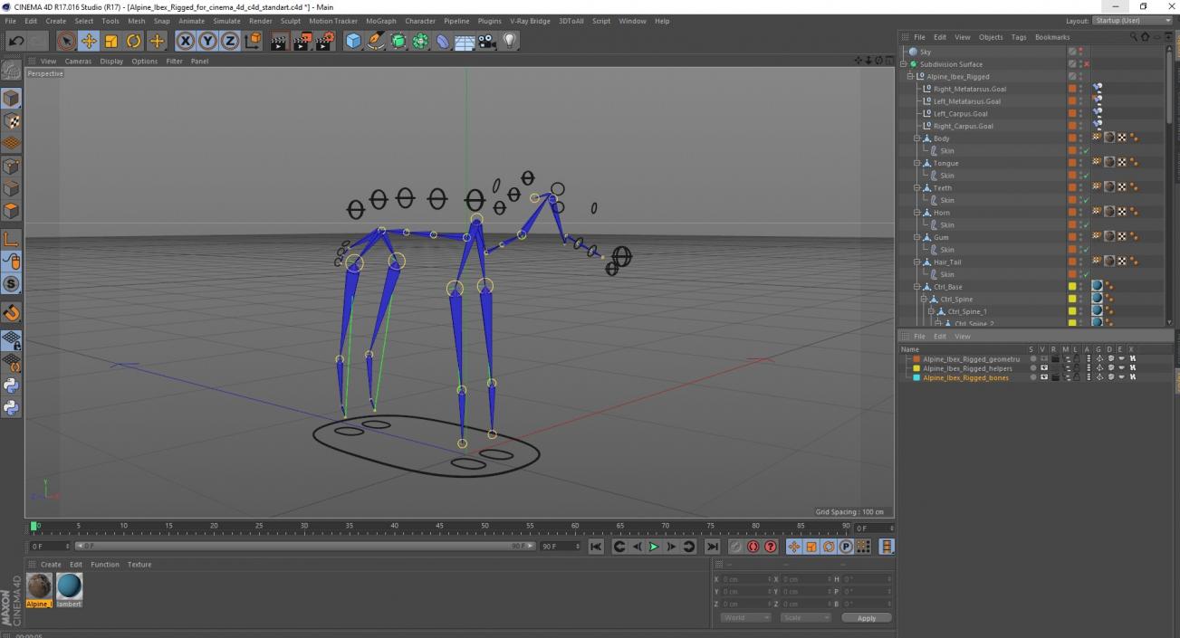 Alpine Ibex Rigged for Cinema 4D 2 3D model
