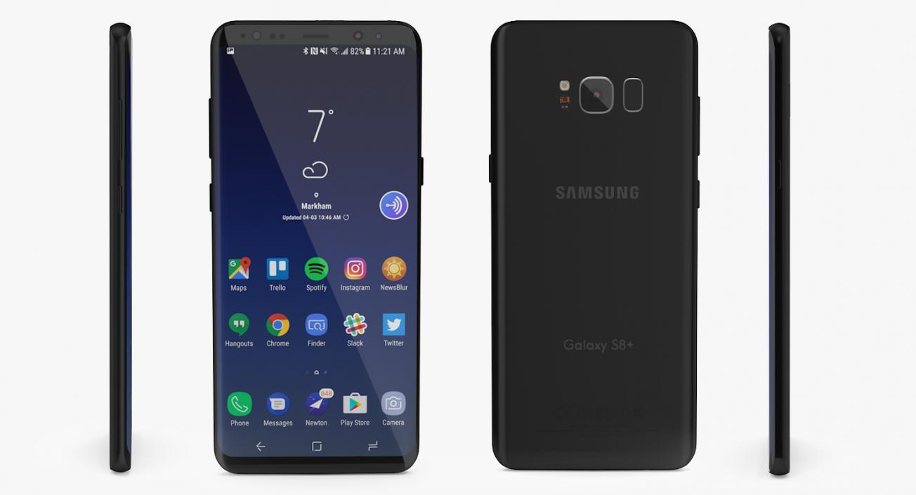 Samsung Galaxy S8 Plus Midnight Black 3D