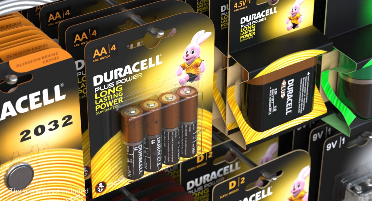 3D model AA Duracell CopperTop Alkaline Four Batteries