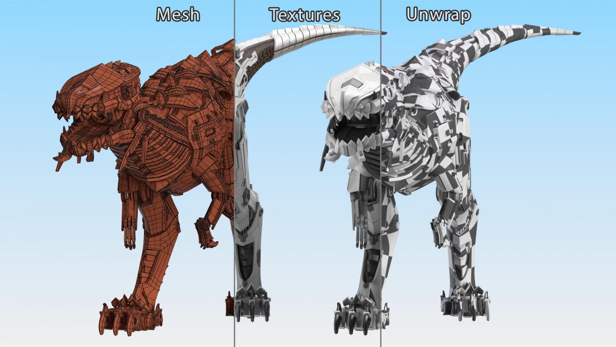 Mechanical T-Rex Dinosaur Attack Pose 2 3D model