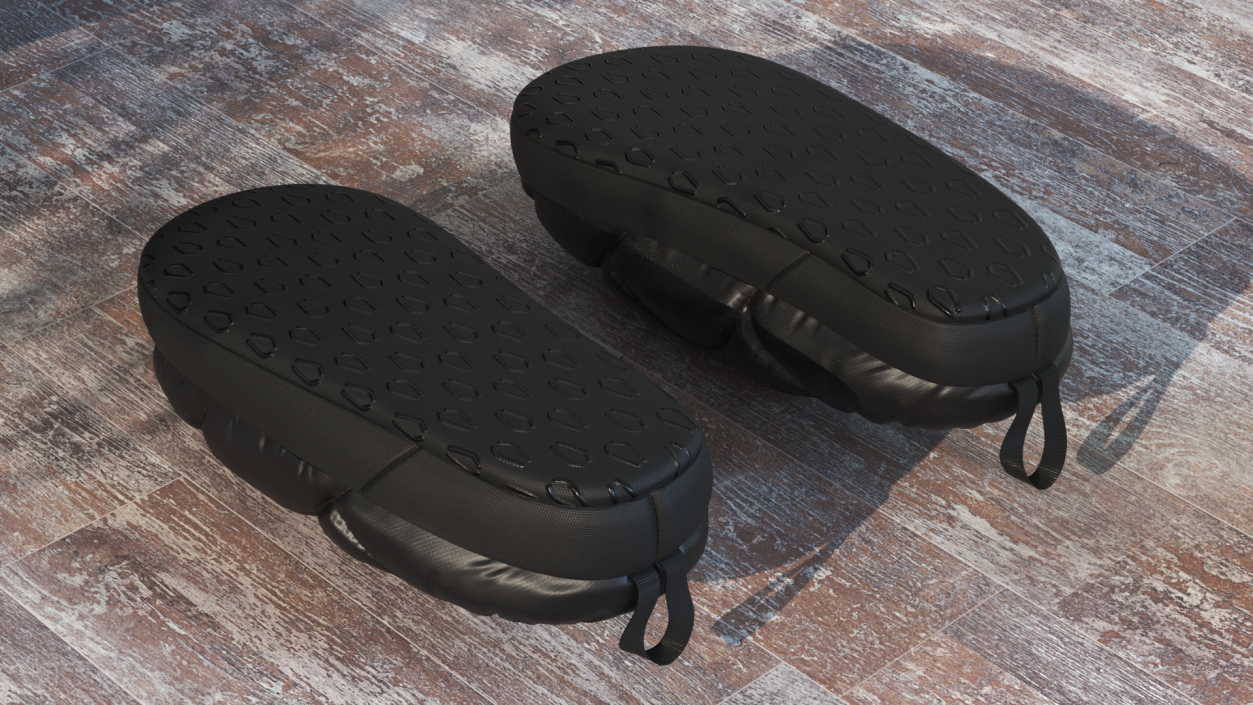 Black Down Slippers 3D model