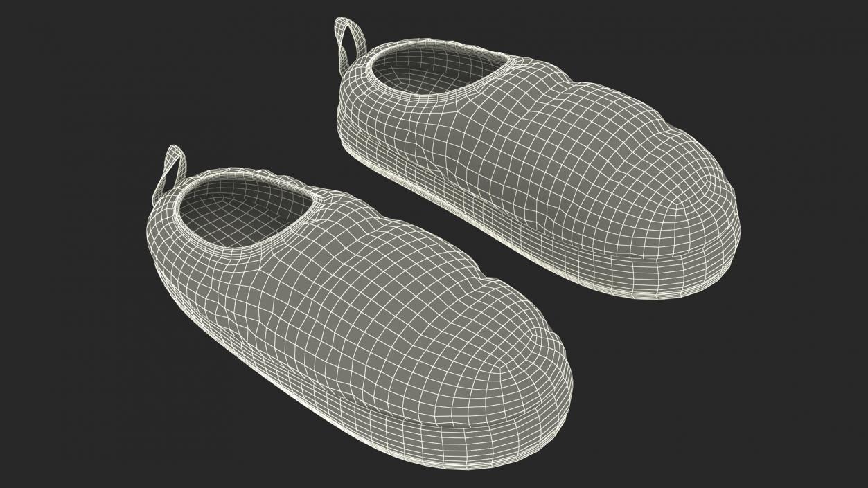 Black Down Slippers 3D model