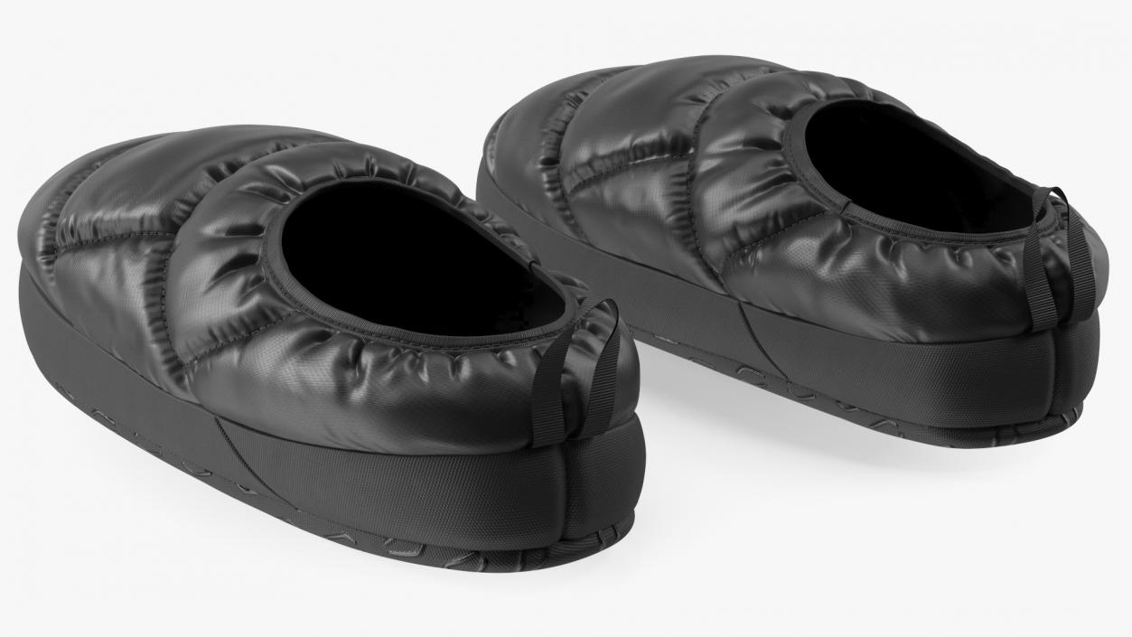 Black Down Slippers 3D model