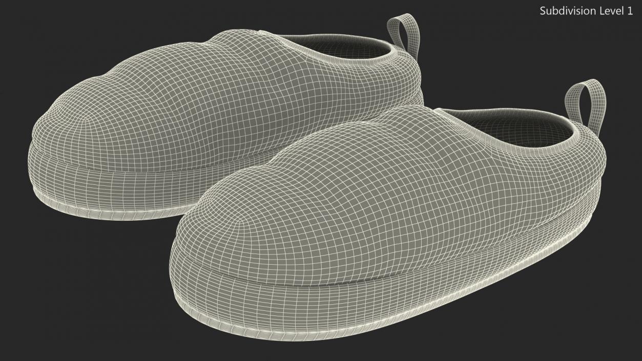 Black Down Slippers 3D model