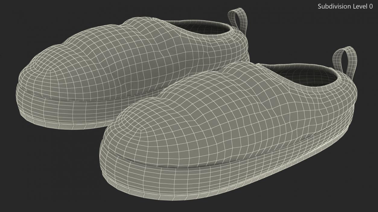 Black Down Slippers 3D model