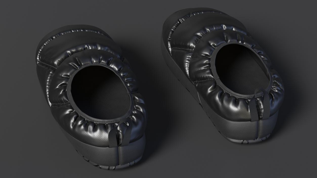 Black Down Slippers 3D model