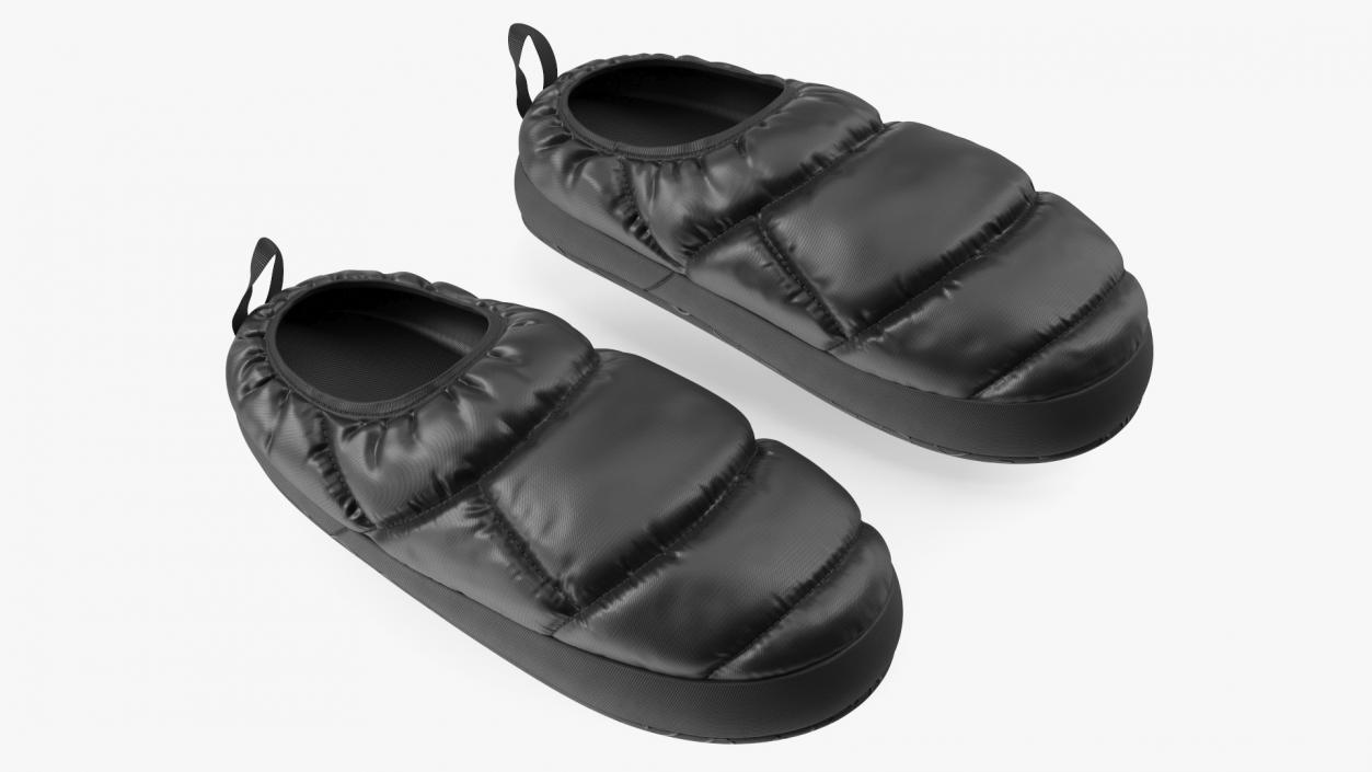 Black Down Slippers 3D model