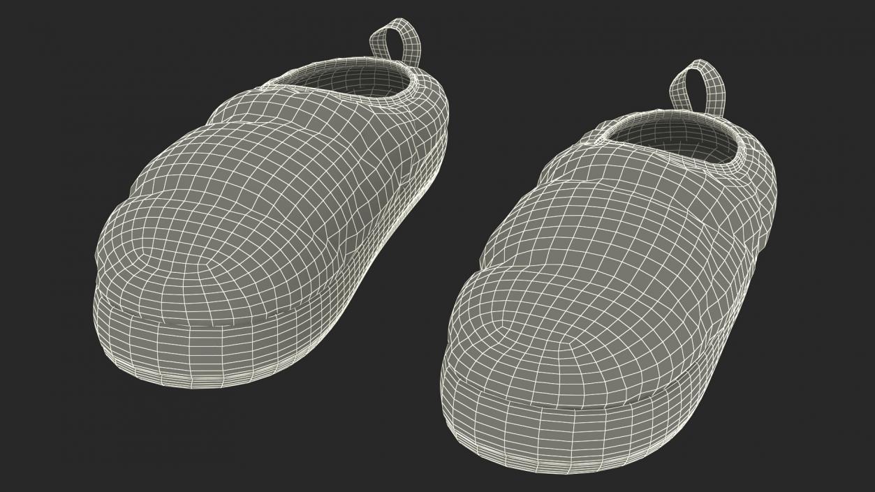 Black Down Slippers 3D model