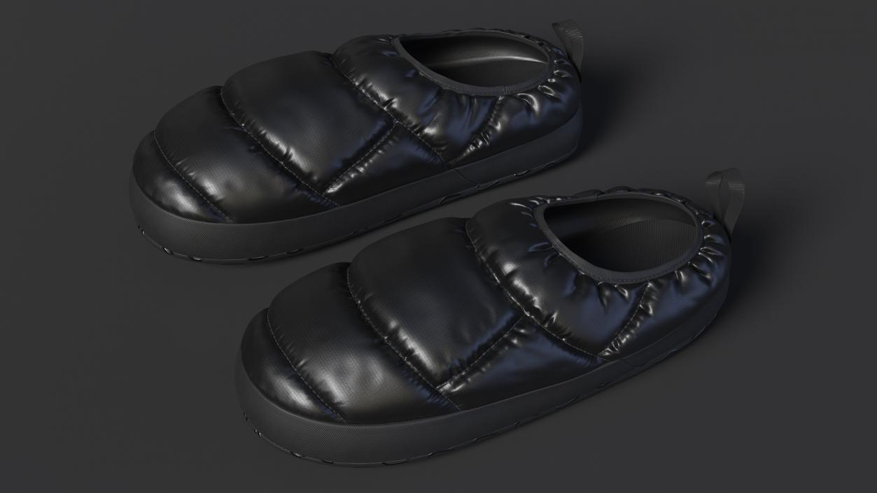 Black Down Slippers 3D model