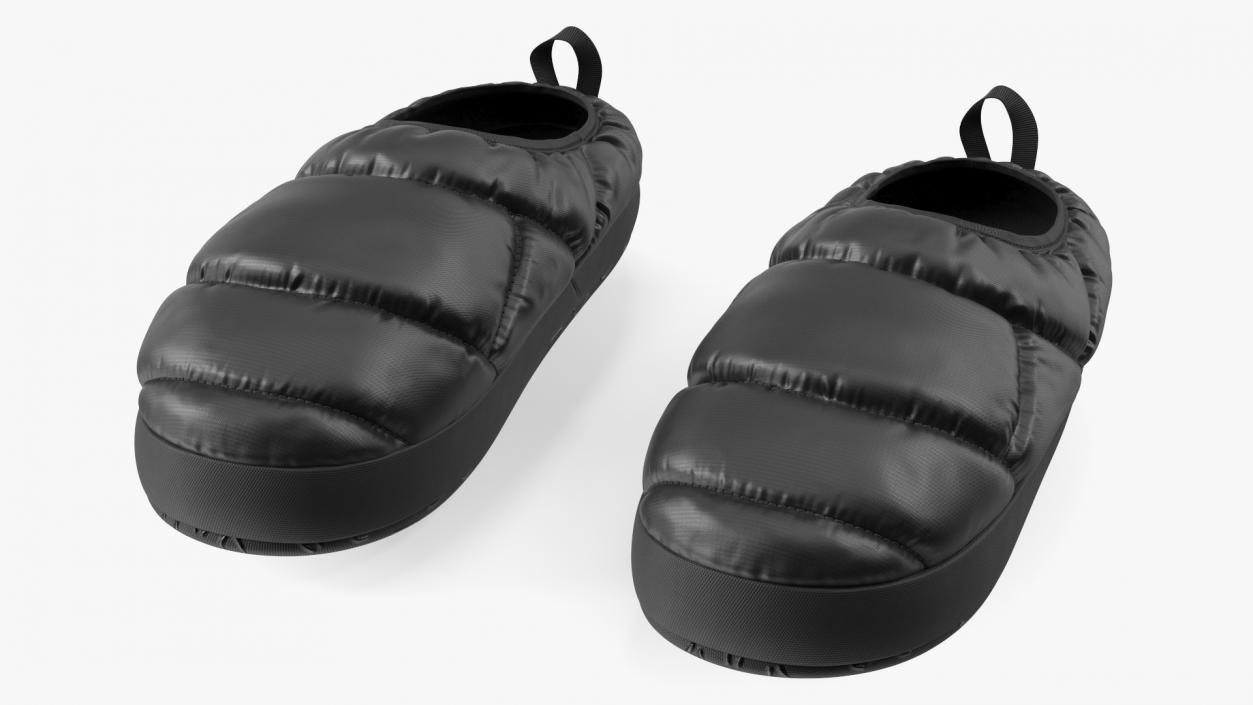 Black Down Slippers 3D model