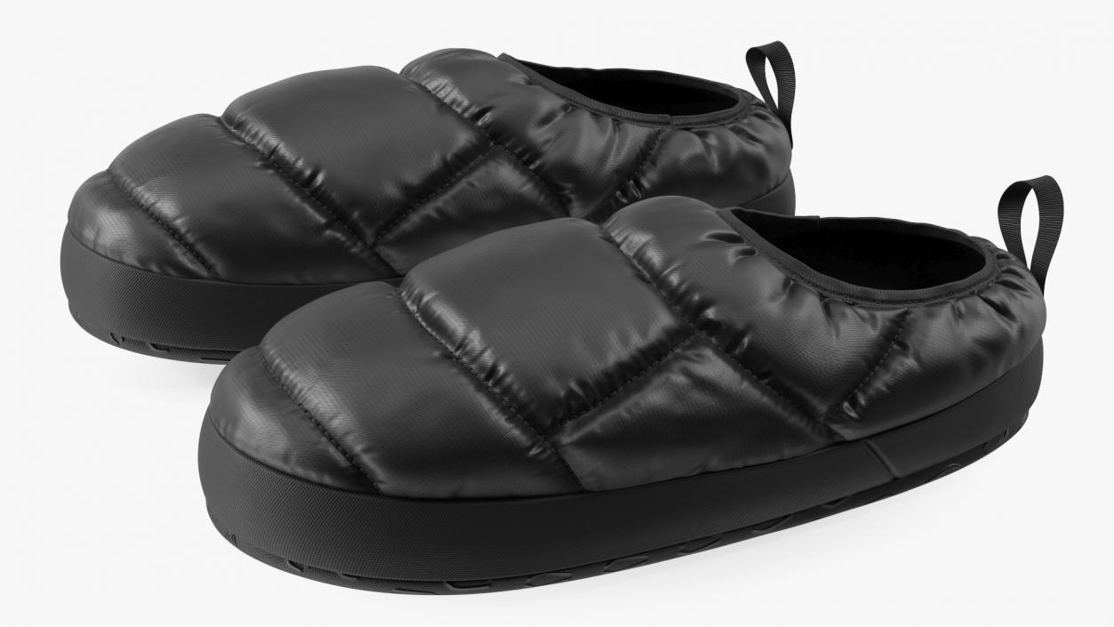 Black Down Slippers 3D model