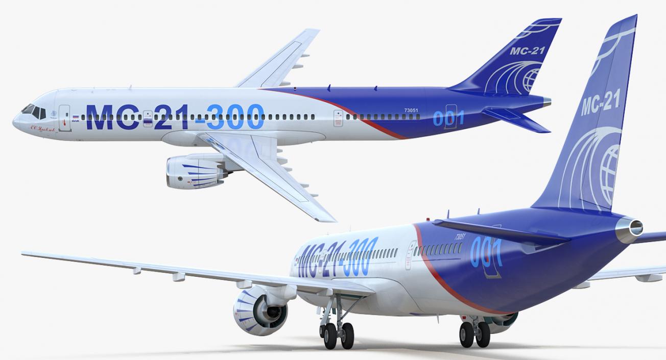 3D Russian Airliner MC-21 300 Rigged model