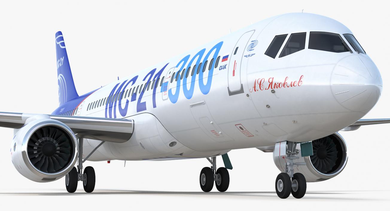 3D Russian Airliner MC-21 300 Rigged model