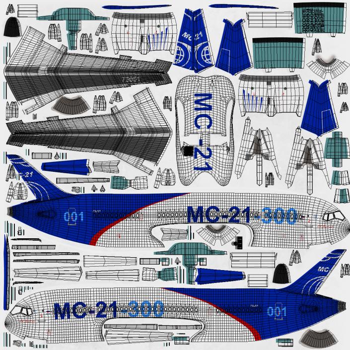 3D Russian Airliner MC-21 300 Rigged model