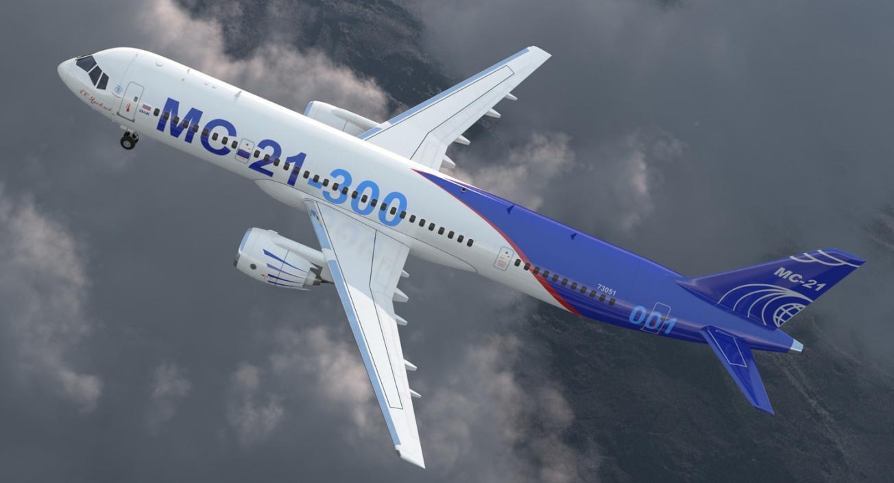 3D Russian Airliner MC-21 300 Rigged model