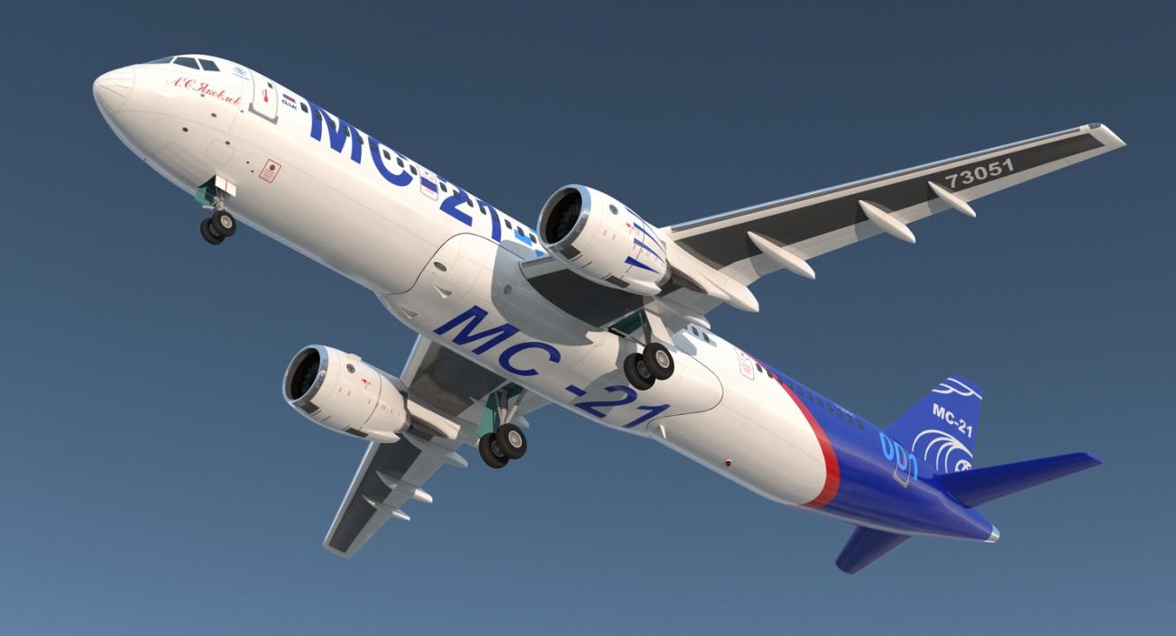 3D Russian Airliner MC-21 300 Rigged model