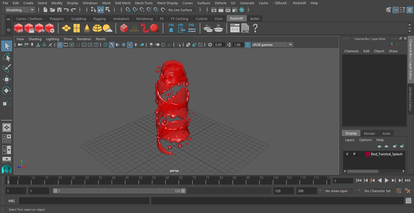 3D Red Twisted Splash model