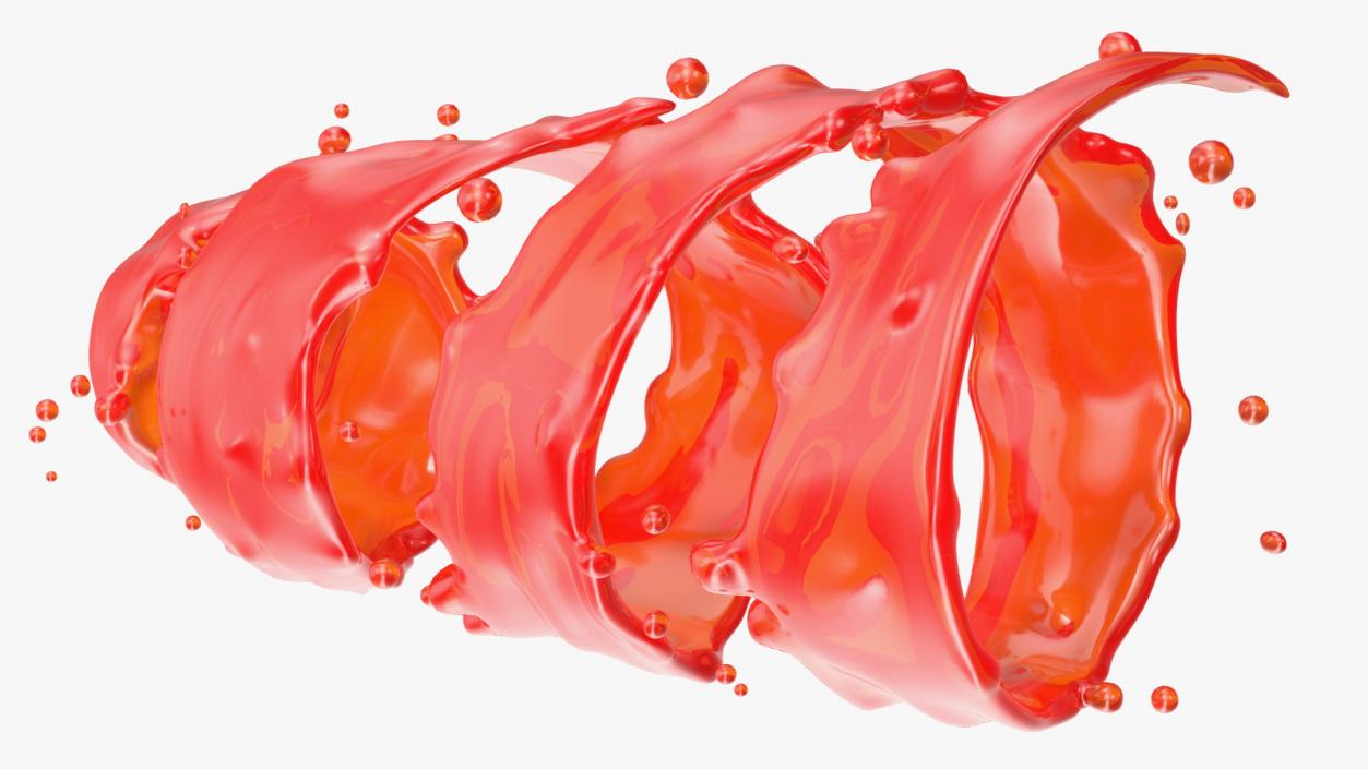 3D Red Twisted Splash model