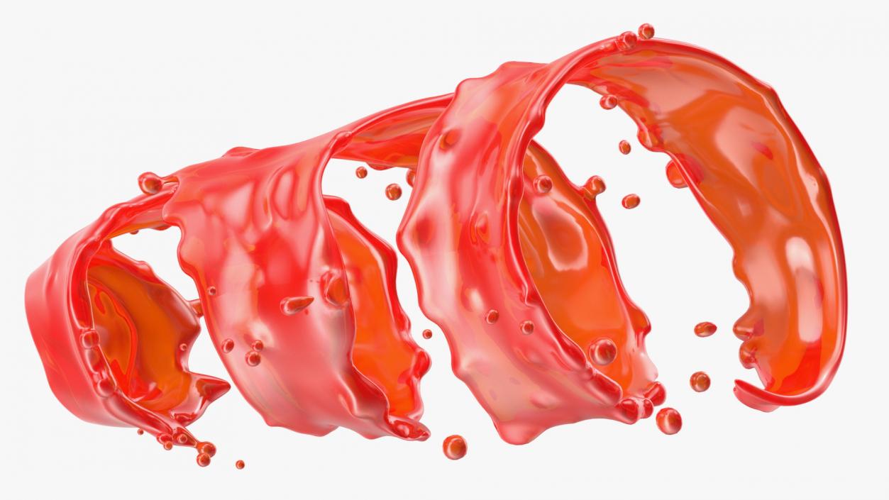 3D Red Twisted Splash model