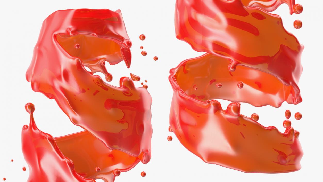 3D Red Twisted Splash model