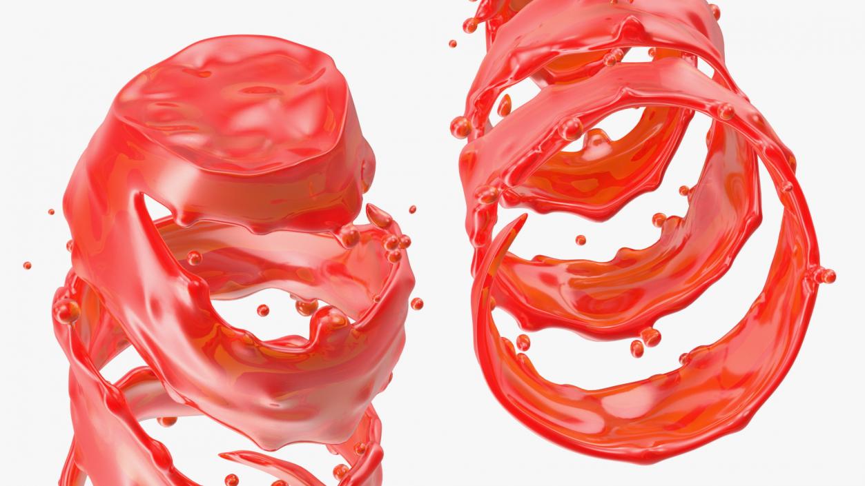 3D Red Twisted Splash model