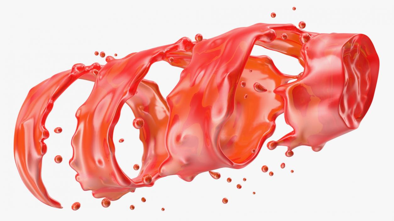 3D Red Twisted Splash model