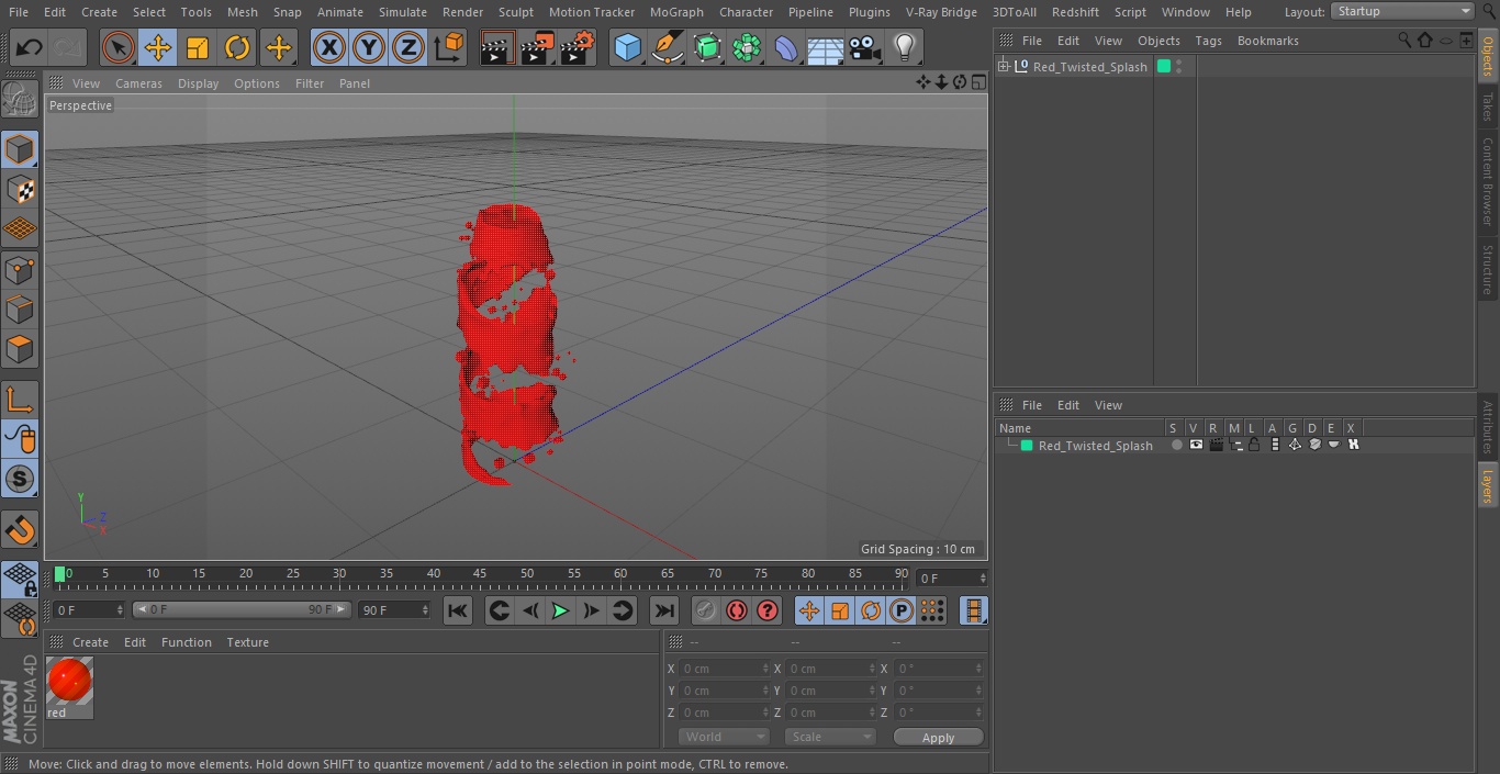 3D Red Twisted Splash model