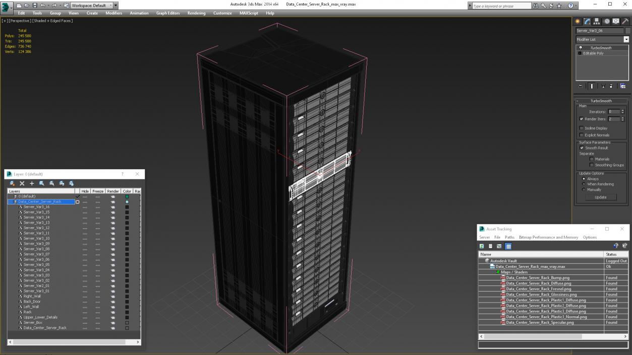 3D Data Center Server Rack model