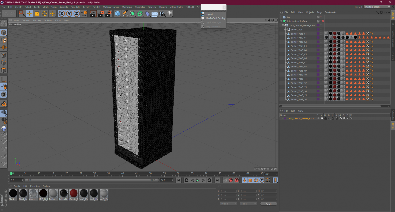 3D Data Center Server Rack model