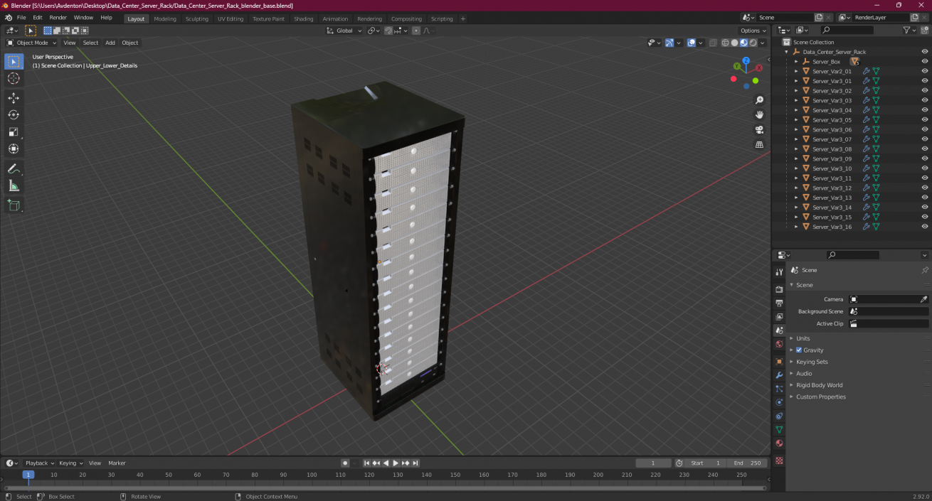 3D Data Center Server Rack model