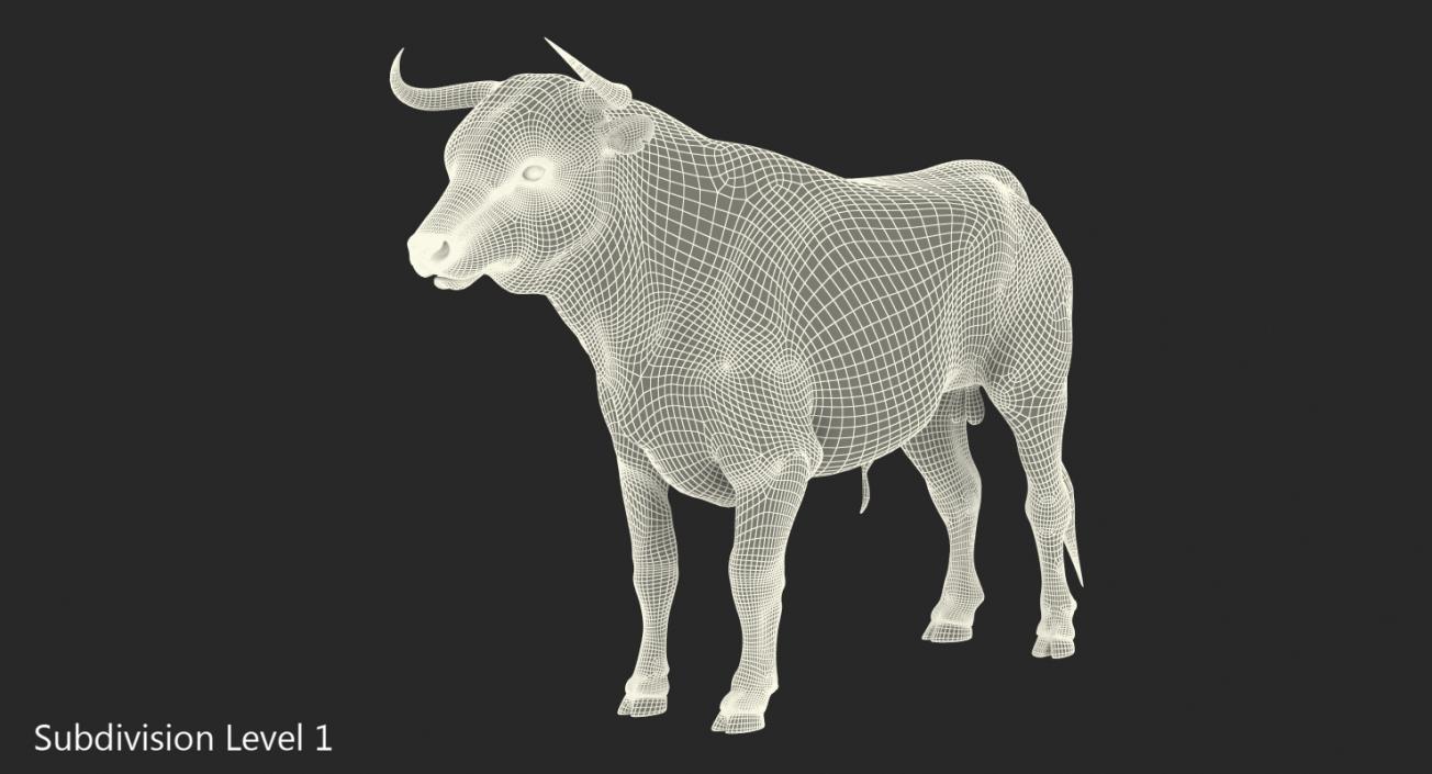 3D Bull with Fur model