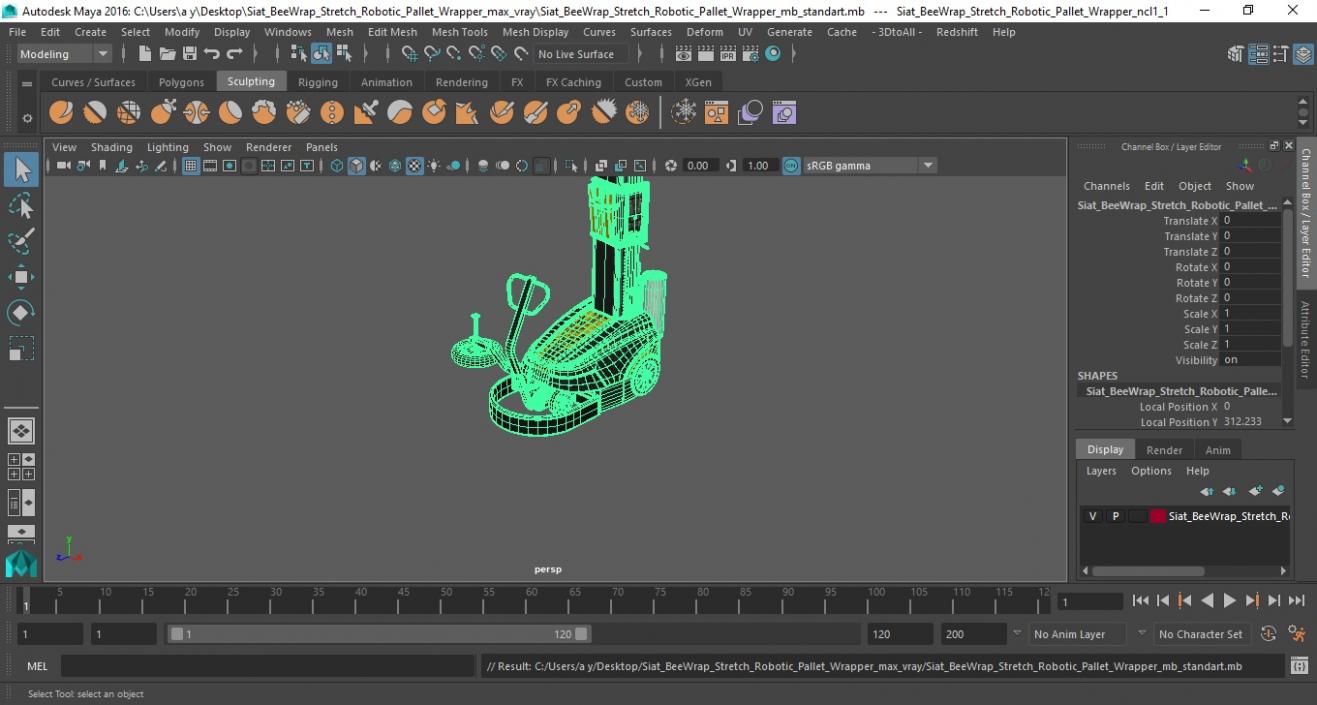 3D Siat BeeWrap Stretch Robotic Pallet Wrapper model