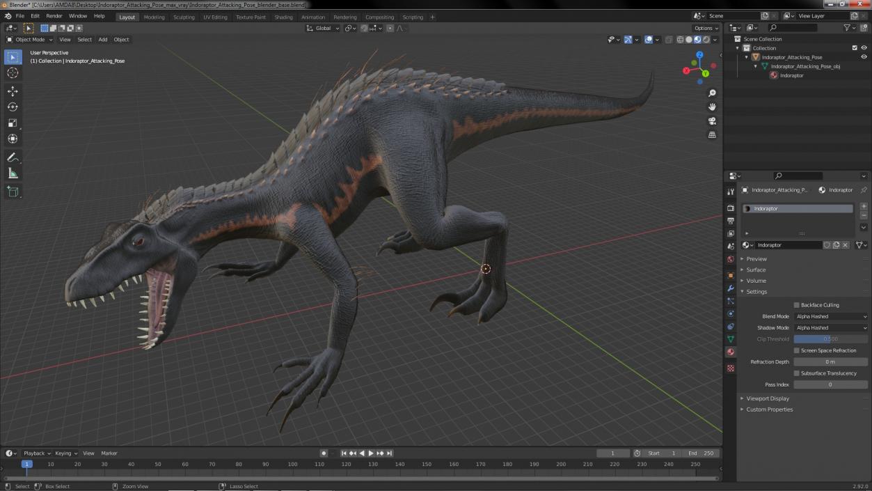 3D model Indoraptor Attacking Pose