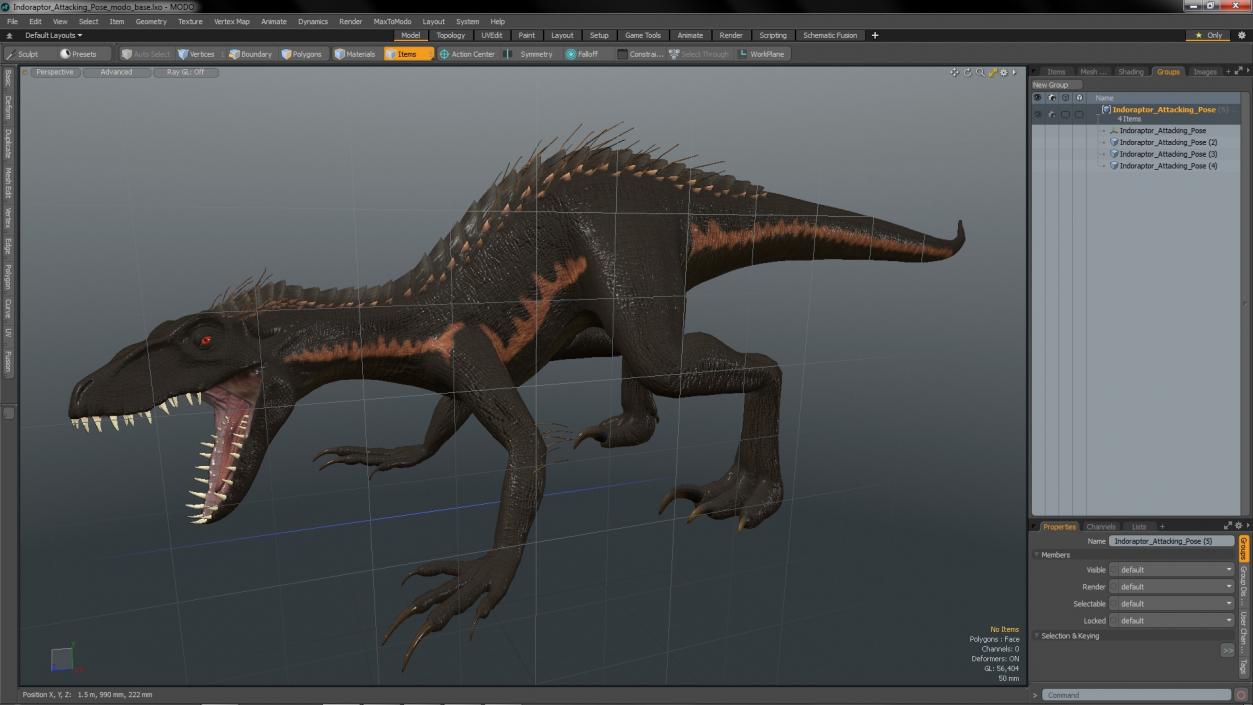 3D model Indoraptor Attacking Pose