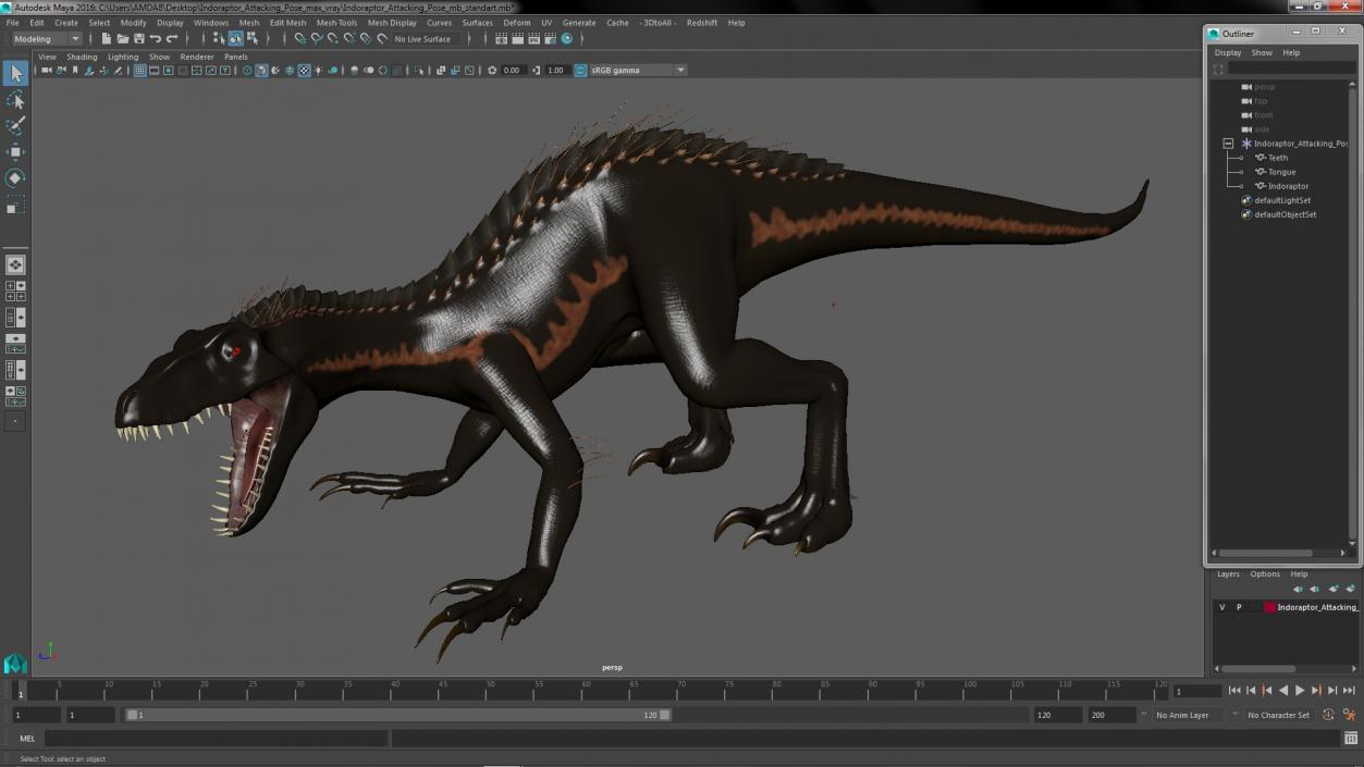 3D model Indoraptor Attacking Pose