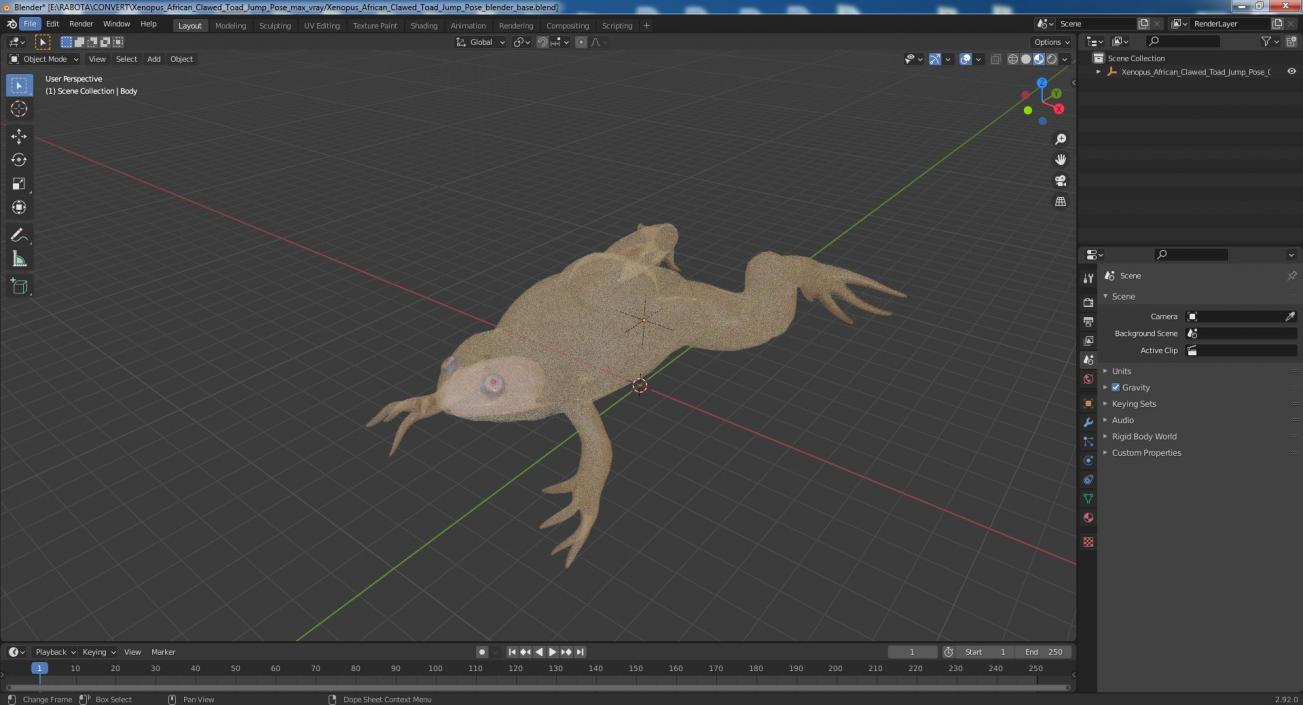 Xenopus African Clawed Toad Jump Pose 3D