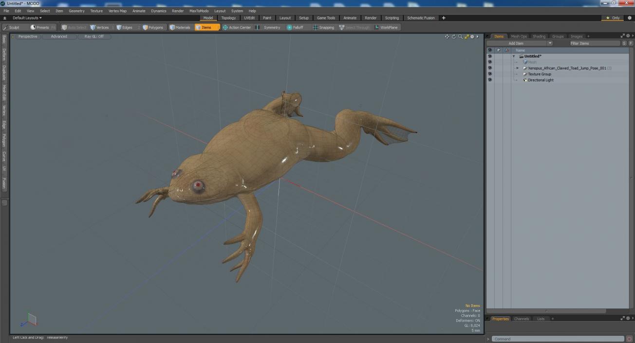 Xenopus African Clawed Toad Jump Pose 3D