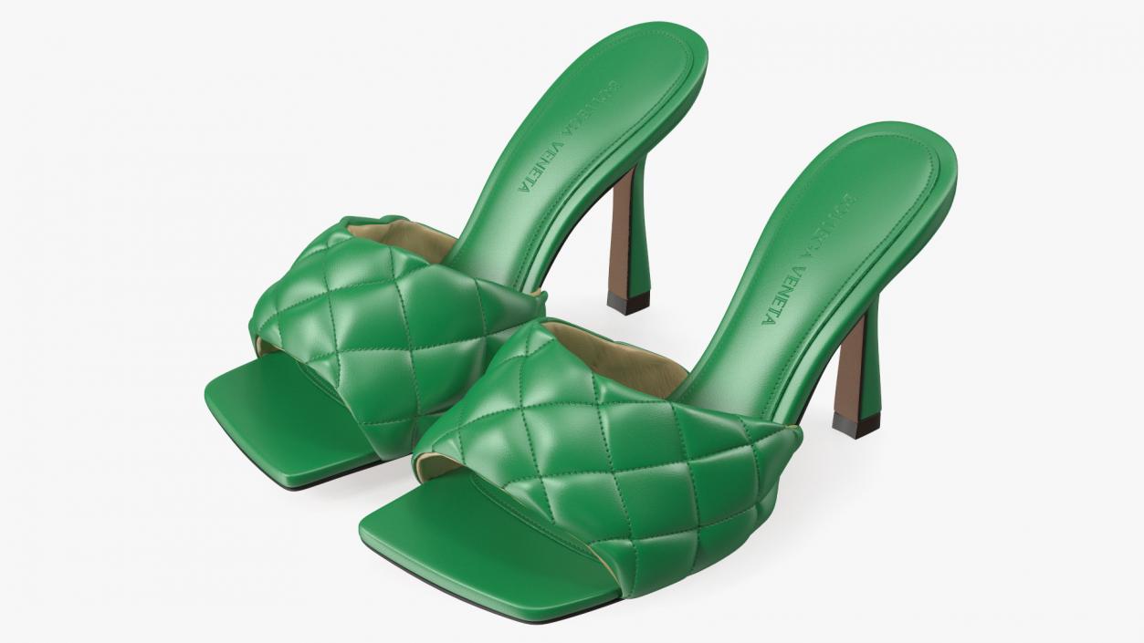 Green Padded Mule Bottega Veneta 3D