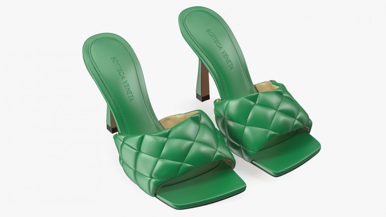 Green Padded Mule Bottega Veneta 3D